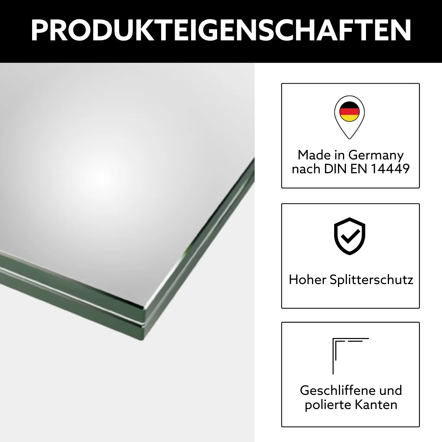 Produkteigenschaften von VSG Spiegeln