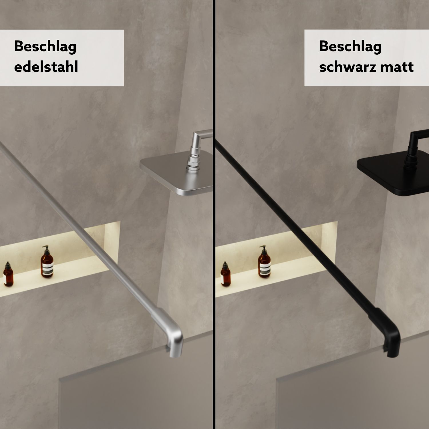 Vergleich von 2 Duschwand-Beschlagfarben