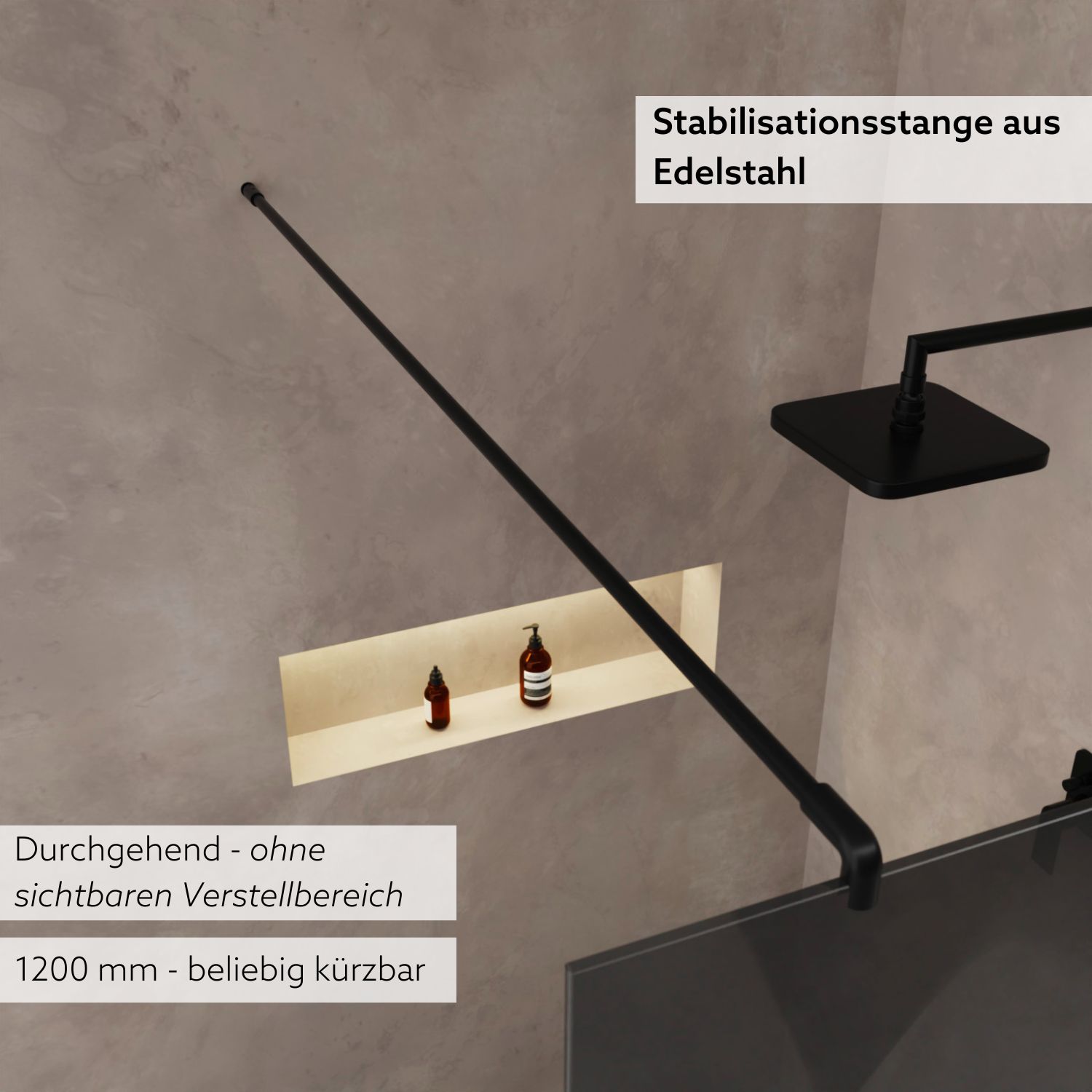 Nahaufnahme schwarze Stabilisierungsstange aus Edelstahl